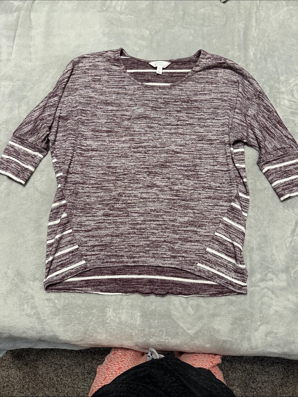 Market & Spruce Marled Purple and White Striped Dolman Top